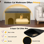 Discreet Cat Litter Box Furniture with Integrated Urine-Proof Mat